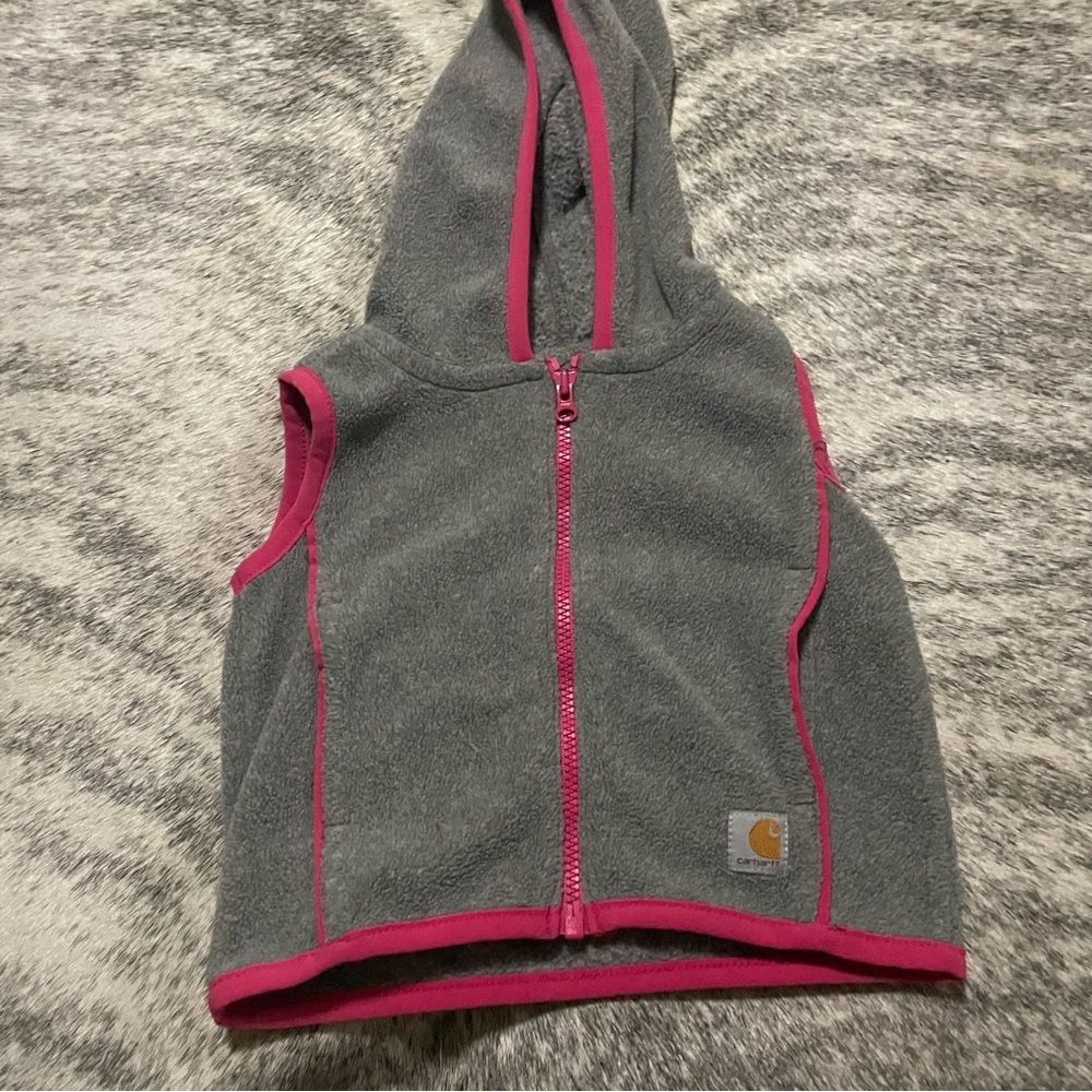 Infant Girls Carhartt Vest! Size 6 Months, Did Fit  Up To 12‎ Months Gray Pink